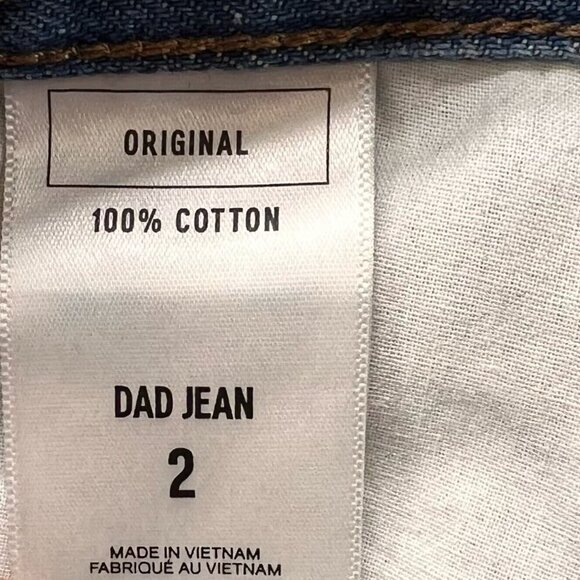 Express Jeans Womens Size 2 Dad Jean High Rise Distressed Cropped Denim Blue - Picture 8 of 10